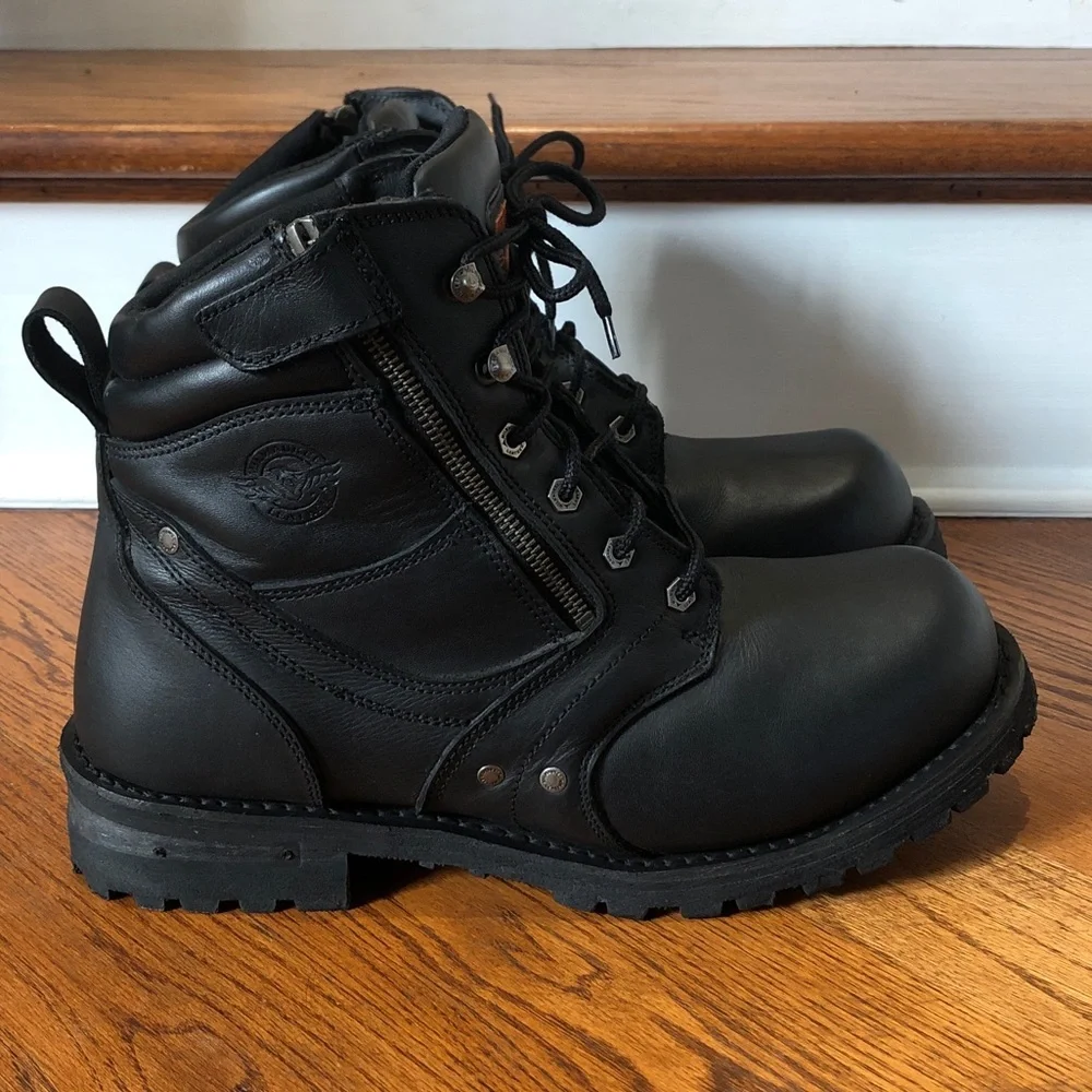 Milwaukee Leather 9050 Men's Leather Motorcycle Rider Boots + Superfeet Insoles!